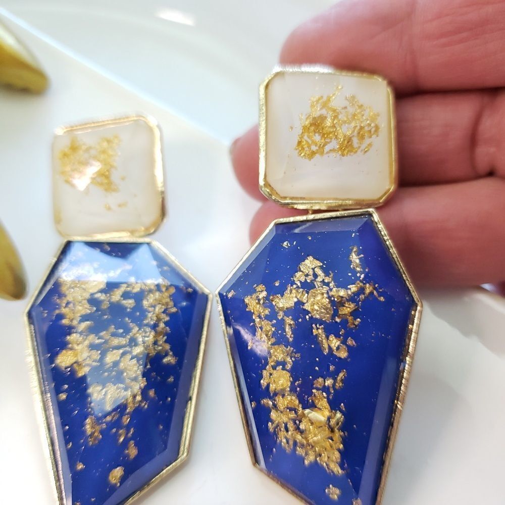Zara Speckled Gold Earrings  - Picture 3 of 12